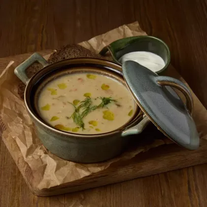 Крем суп грибной на хлебном мякише