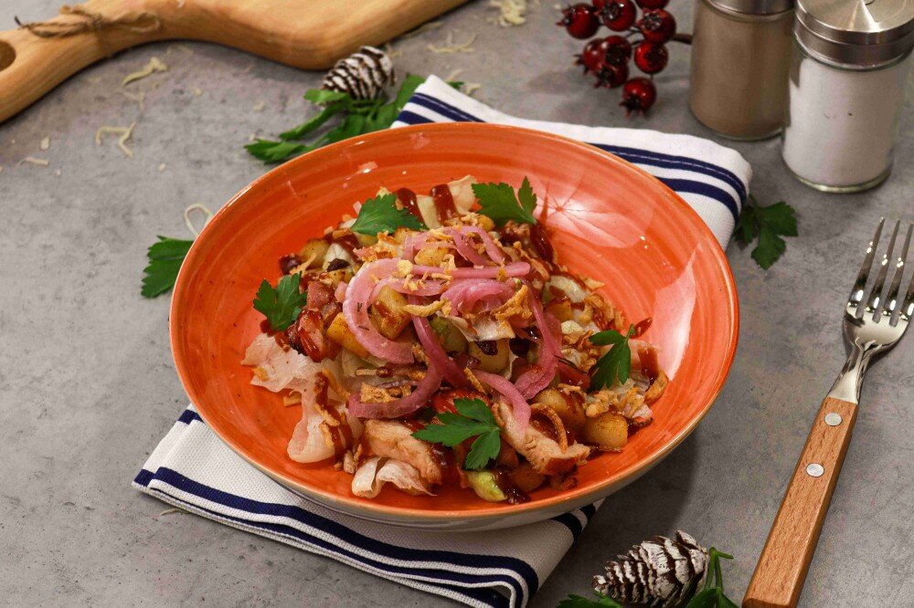 Мясной салат с картофелем