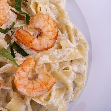 Паста Сырная с креветками