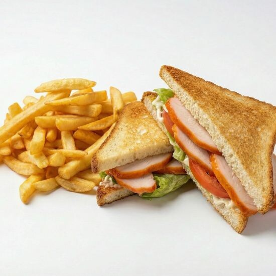 сэндвич с курочкой хк и картофель фри