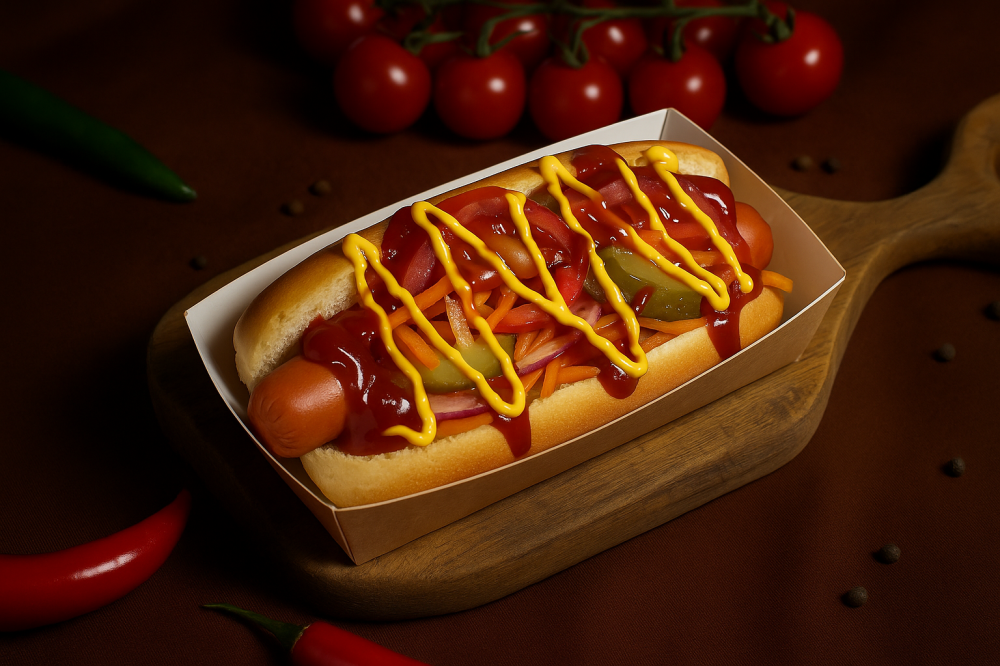 Хот-дог с куриной сосиской