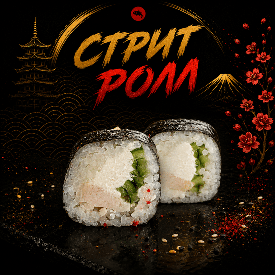 Стрит Ролл с копченым цыпленком и миксом соусов