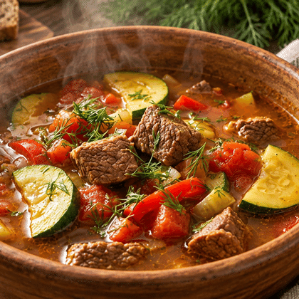 Суп с говядиной и овощами