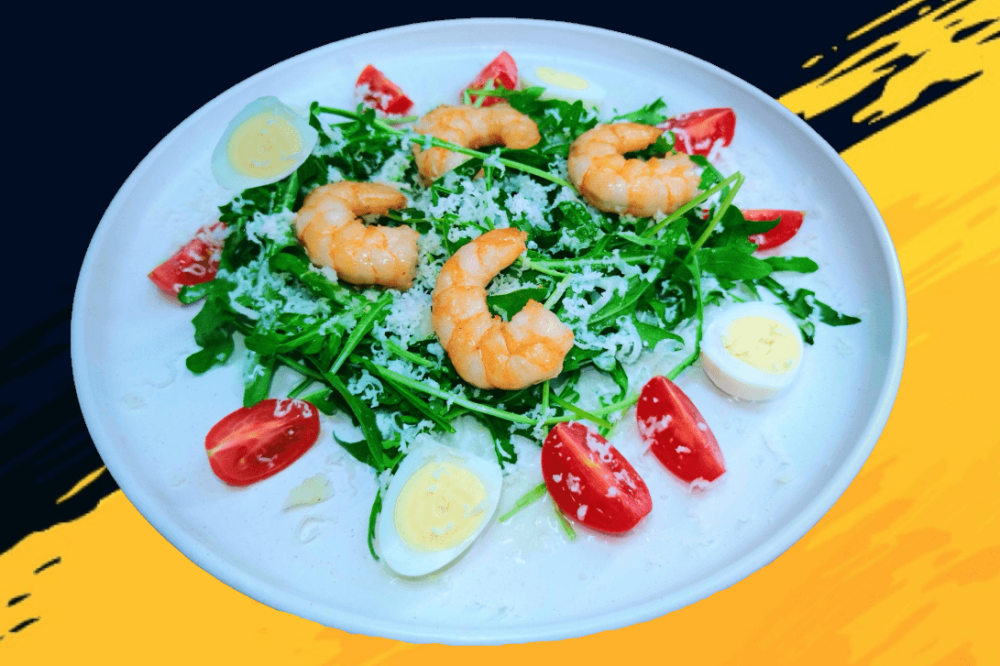 Салат с рукколой и креветками