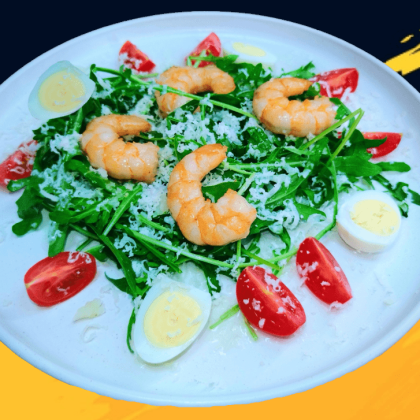 Салат с рукколой и креветками