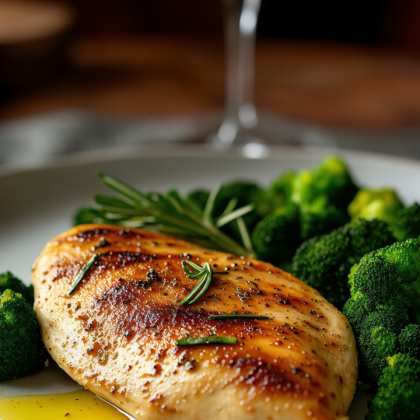 Куриная грудка су-вид с зелеными овощами