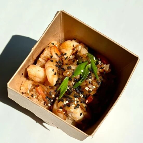 Вок Рис с креветками в Устричном соусе