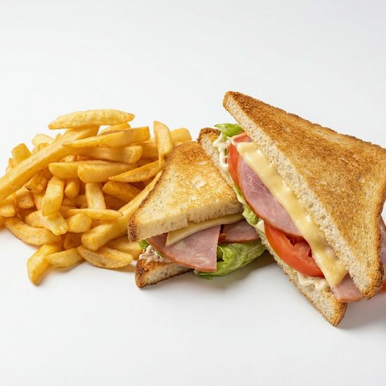 сэндвич шейкой и картофелем фри