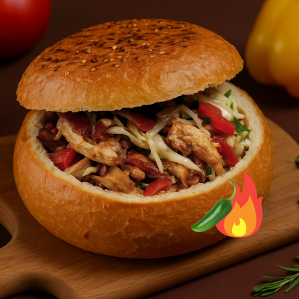 Шаурма с курицей в булке острая