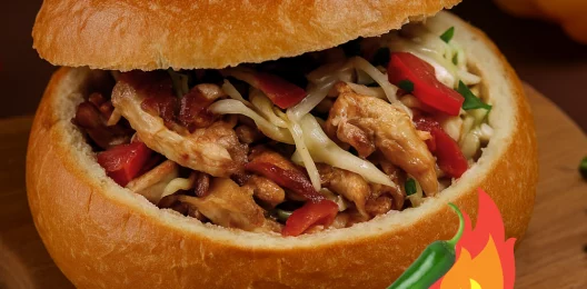 Шаурма с курицей в булке острая