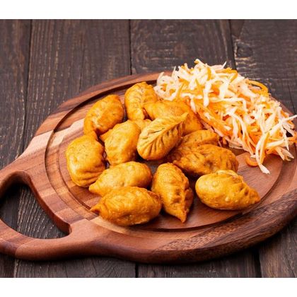 Пельмени жареные со свининой и говядиной