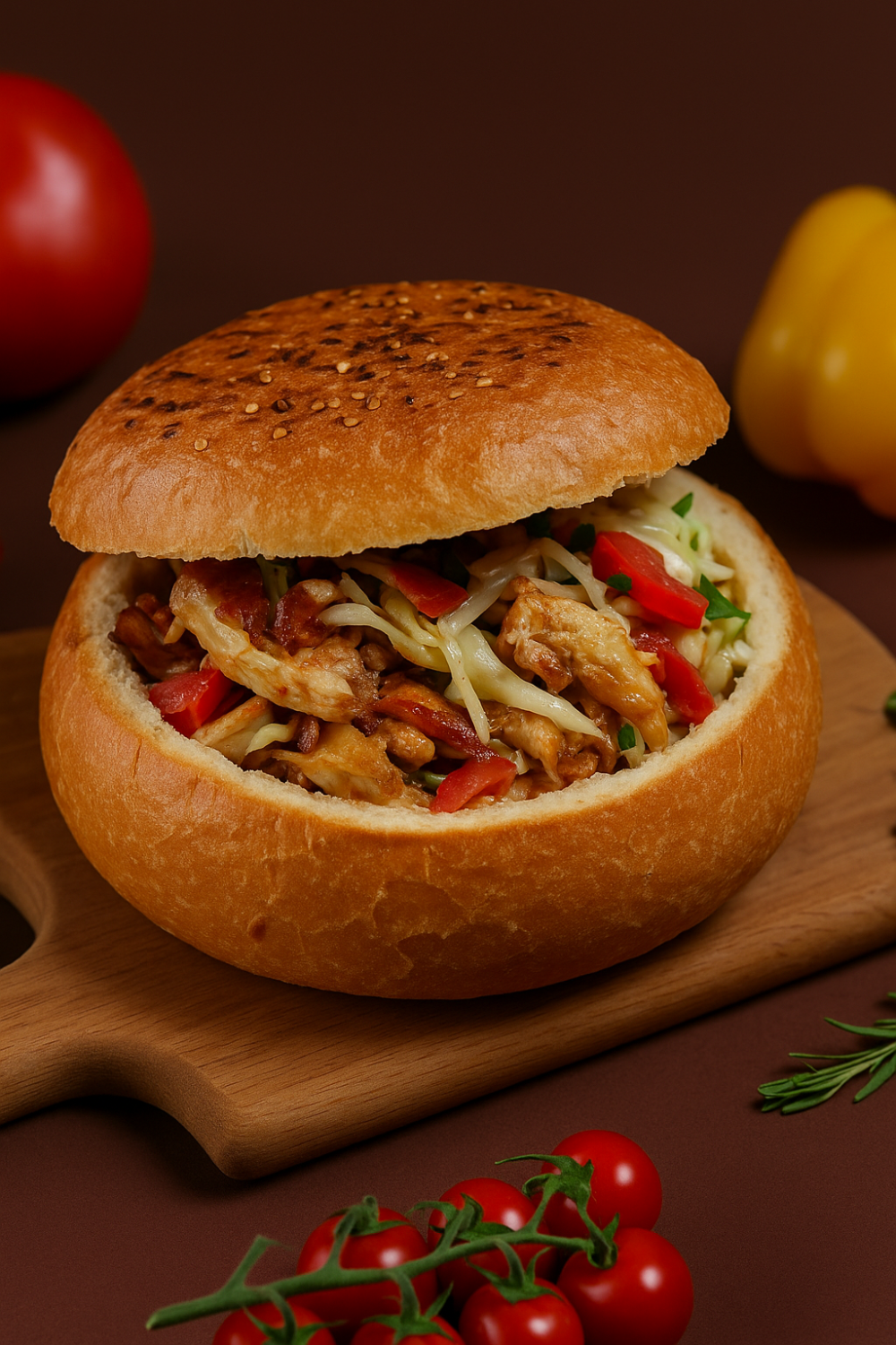 Шаурма с курицей в булке
