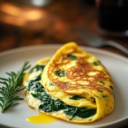 Омлет с сыром камамбер и шпинатом
