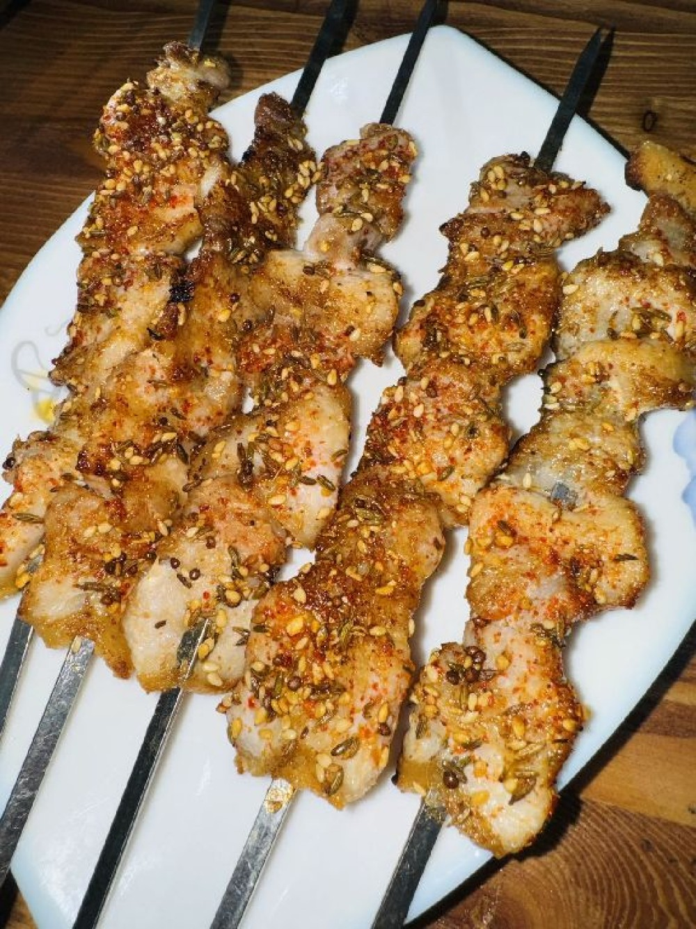 шашлык из куриной кожи