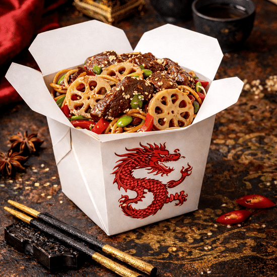 Удон Много Говядины с Лотосом