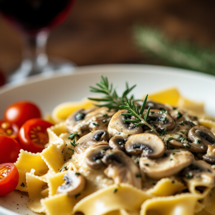Фетучини с цыпленком и грибами