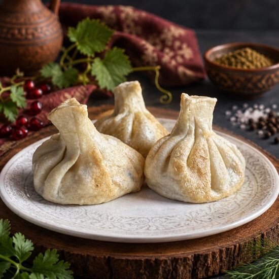 Жареные хинкали куриные с копченым сулугуни