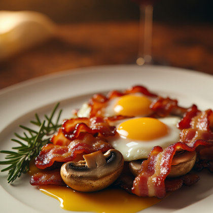 Глазунья с беконом