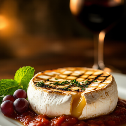 Запеченный камамбер с джемом из сладких томатов