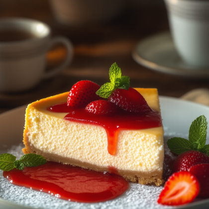 Творожный чизкейк с клубничным кули