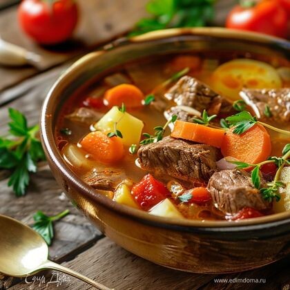 Суп с говядиной и овощами