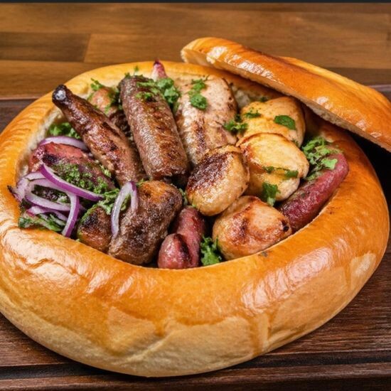 Шашлычный микс в хлебе