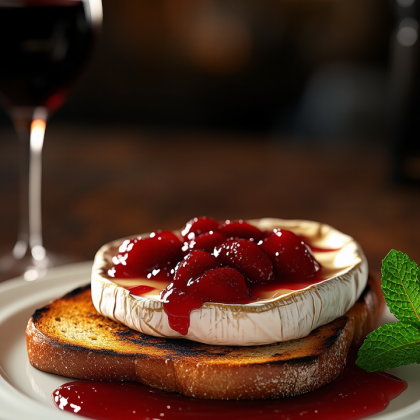 Тост с камамбером и клубничным вареньем