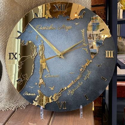 Часы "Карта №4" бетон 30см 020