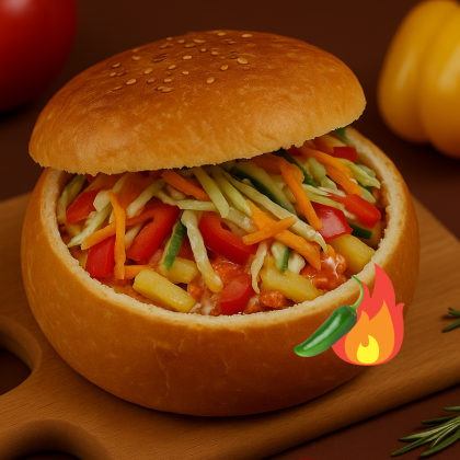 Шаурма вегетарианская в булке острая