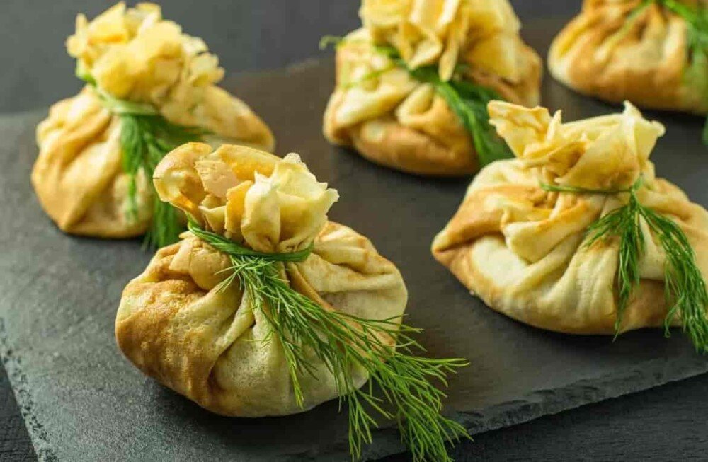 Мешочки с курицей