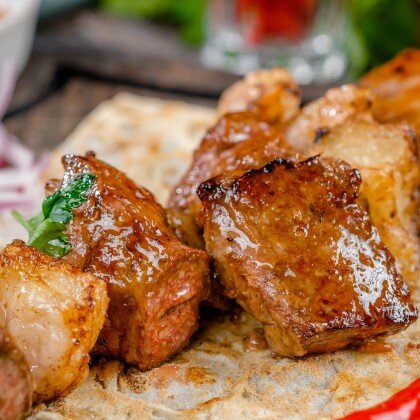 Баранья печень на углях