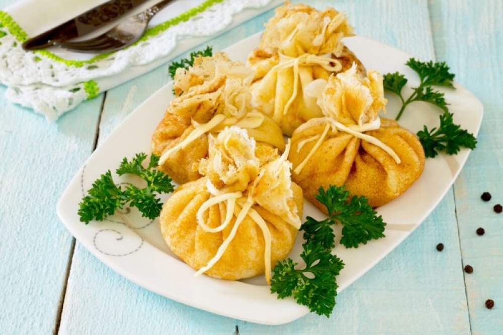 Мешочки с креветкой