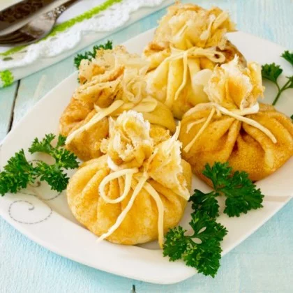 Мешочки с креветкой
