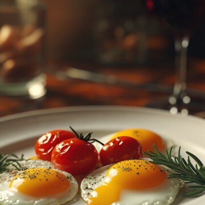 Глазунья с томатом и сыром