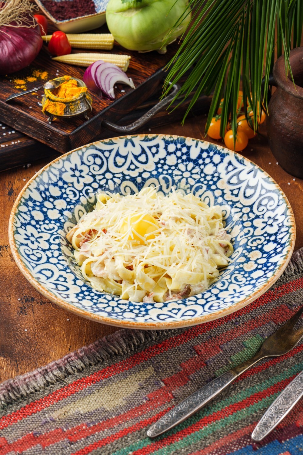 Фетучини карбонара