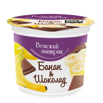 Десерт твор. 4% 150г банан с поливкой шоколад/Минск/