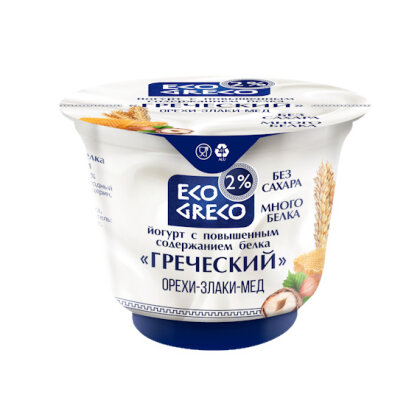 Йогурт Греческий орехи-злаки-мед 2% 230г/Бабушкина крынка/